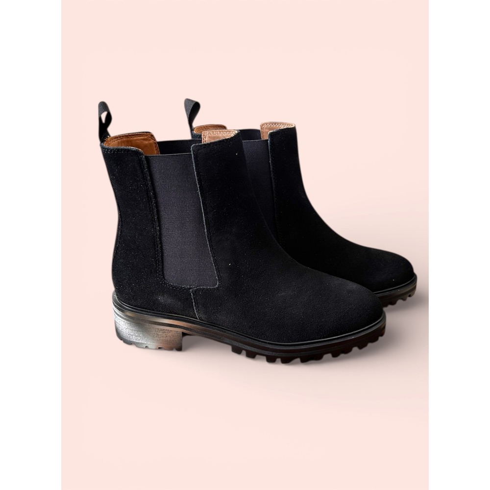 Quince Black Suede Chelsea Lug Sole Boots Women's Size 7 - Picture 4 of 9